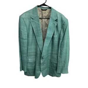 Vintage Oakton Ltd Mens Teal Suit Jacket Blazer SZ 46R